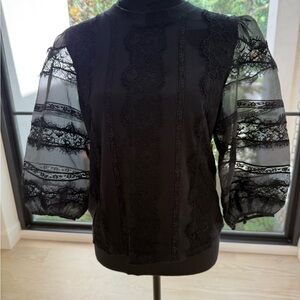 Cinq à Sept Black Lace Blouse